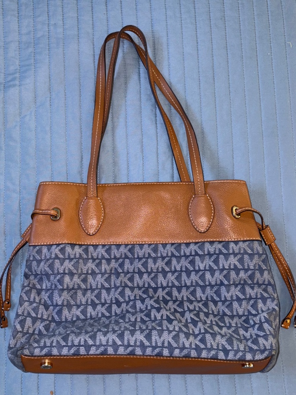 Michael Kors Marina Leather/Denim MK Logo bag - Picture 3 of 12